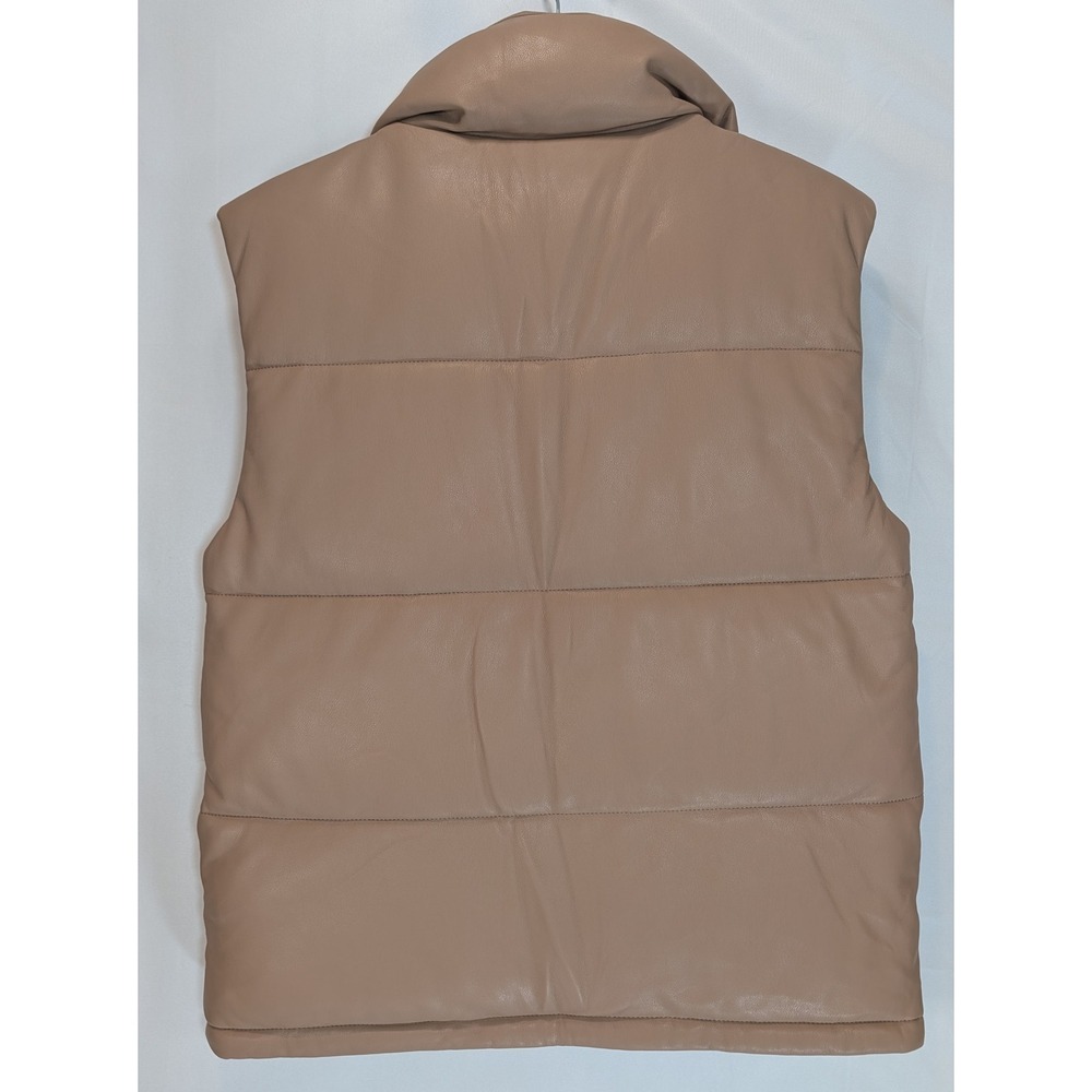 Abercrombie & Fitch Vegan Leather Puffer Vest Tan Brown Womens Medium AF Puffer - Picture 6 of 6